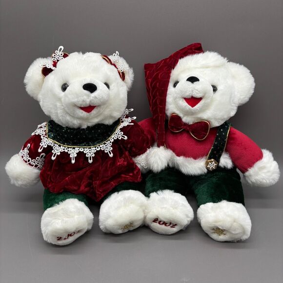 Dan Dee Snowflake Friends Christmas Bears Plush Set 2002 Boy Girl Holiday 13" - Picture 1 of 11